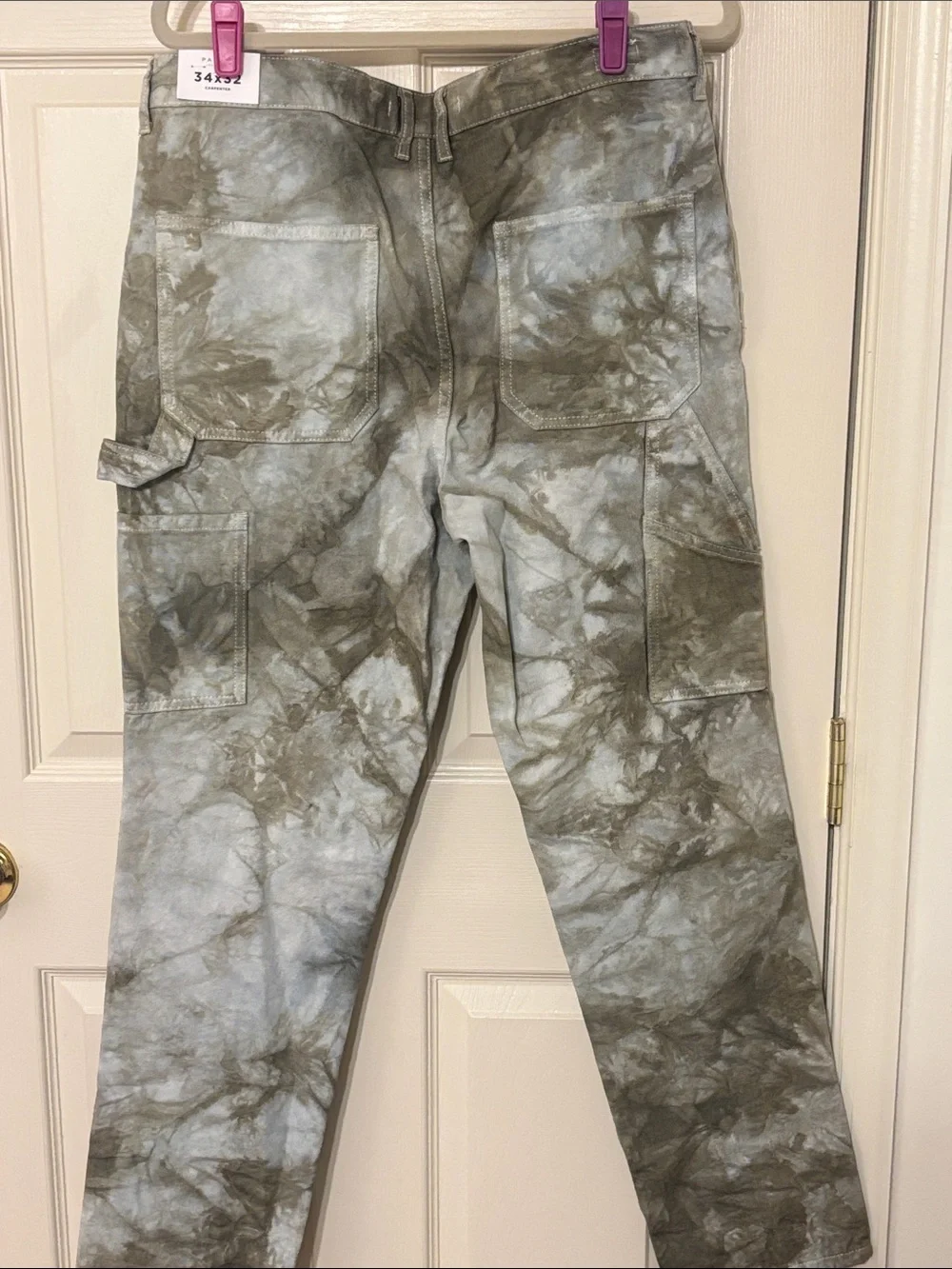 PacSun Tie-Dye Carpenter Pants in Grey and Olive - Picture 4 of 6
